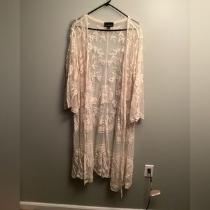 Lane Bryant long cream lace duster. Size 26/28.